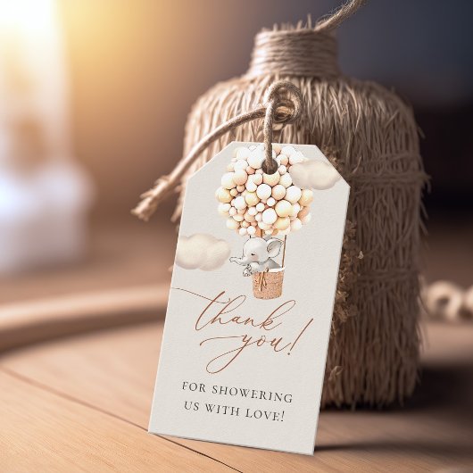 Étiquettes cadeaux Baby shower Elephant