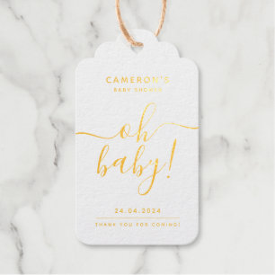 Étiquettes Cadeaux Balise cadeau Gold Foil Personnalisé Baby shower C