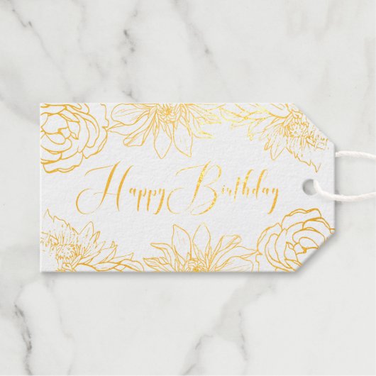 Étiquettes Cadeaux Balises cadeaux Birthday Gold Foil (Recto (horizontal))