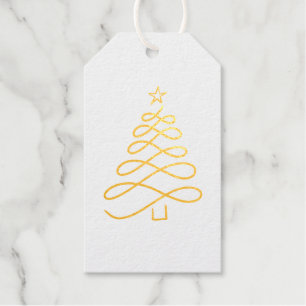 Étiquettes Cadeaux Balises cadeaux Gold Christmas Tree Foil
