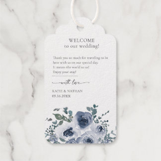 Étiquettes Cadeaux Bleu poussiéreux floral