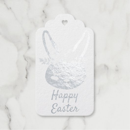 Étiquettes Cadeaux Bon Pâques Script Floral Couronne Rabbit (Recto)