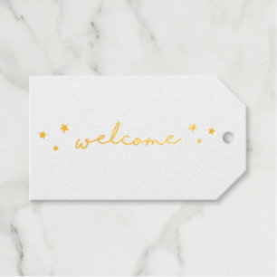 Étiquettes Cadeaux Calligraphie de bienvenue minimaliste simple en or