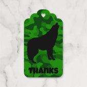Étiquettes Cadeaux Camo vert moderne noir Wolf Silhouette Monogramme  (Verso)