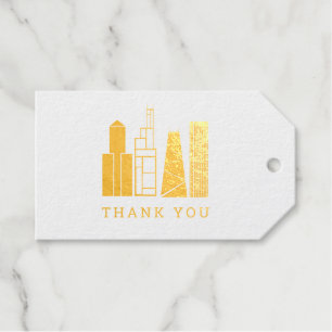 Étiquettes Cadeaux Carte de remerciements Skyline de Chicago