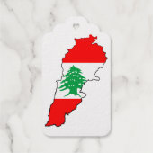 Étiquettes Cadeaux Carte du Liban avec drapeau (Verso)