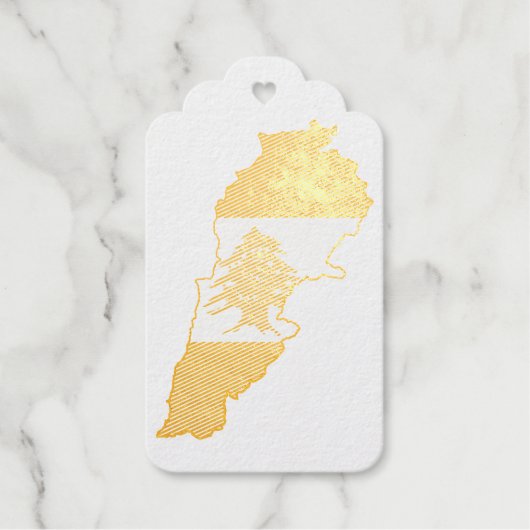 Étiquettes Cadeaux Carte du Liban avec drapeau (Recto)
