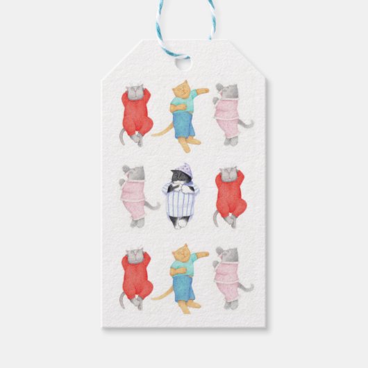 ÉTIQUETTES CADEAUX CHATS EN PYJAMA (Devant)