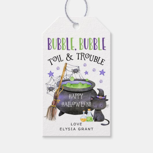 Étiquettes Cadeaux Chaudron Halloween (Devant)