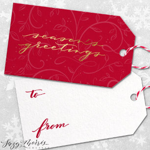 Étiquettes cadeaux Chic Holiday Red et Gold