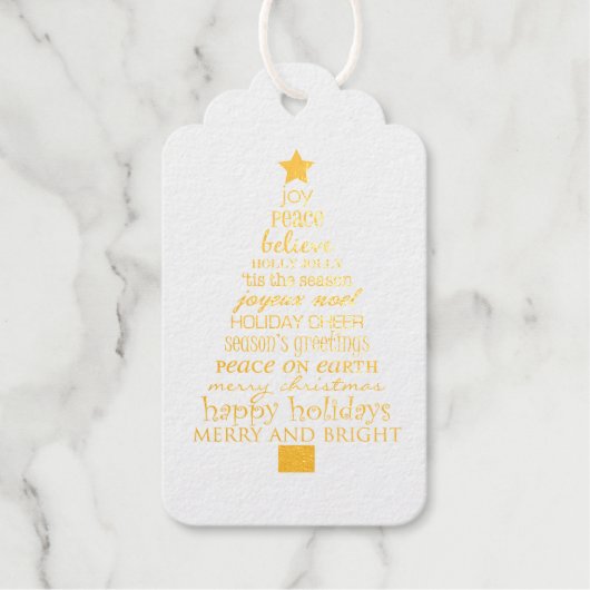 Étiquettes Cadeaux Chic Joyeux Arbre de Noël Mots (Recto)