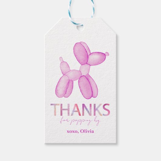 Étiquettes Cadeaux Chien Ballon Merci (Devant)