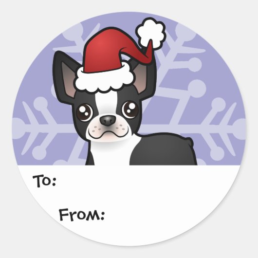Étiquettes cadeaux Christmas Boston Terrier (Devant)
