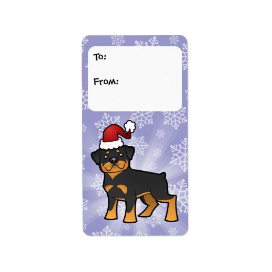 Étiquettes cadeaux Christmas Rottweiler (Devant)