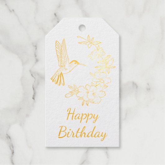 Étiquettes Cadeaux Colibri Floral Anniversaire (Recto)
