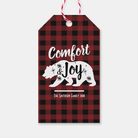 Étiquettes cadeaux Comfort and Joy Woodland Bear P (Devant)