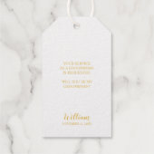 Étiquettes Cadeaux Costume Mariage d'or et Cravate Groomsman Proposit (Verso)