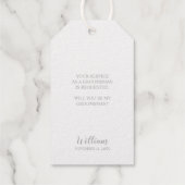 Étiquettes Cadeaux Costume Mariage en argent et Cravate Groomsman Pro (Verso)