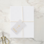Étiquettes Cadeaux Croix dorée (Avec de la ficelle)