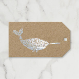 Étiquettes Cadeaux Cute Blue Baby Boy Narwhal Baby shower personnalis