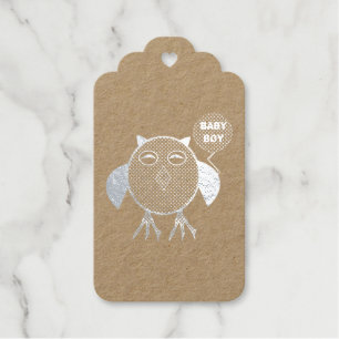 Étiquettes Cadeaux Cute Blue Baby Boy Owl Custom