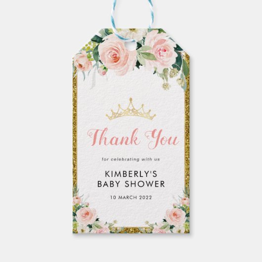 étiquettes cadeaux de baby shower floral (Devant)