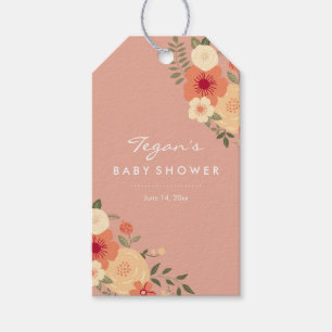 Étiquettes cadeaux de Baby shower Floral Peach Mod