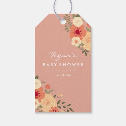 Étiquettes cadeaux de Baby shower Floral Peach Mod (Devant)