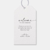 Étiquettes cadeaux de bienvenue Mariage de script (Devant)