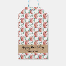 Étiquettes Cadeaux de Cochon Mignon Anniversaire &