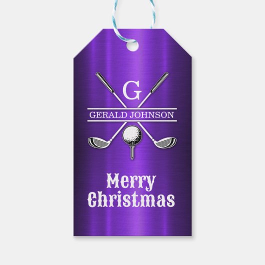 Étiquettes Cadeaux de Monogramme de Golf Minimalis (Devant)