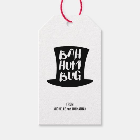 Étiquettes cadeaux de Noël Carol Bah Humbug (Devant)