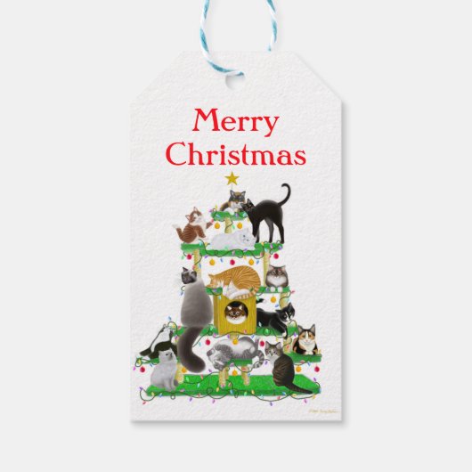Étiquettes cadeaux de Noël Cat Tree (Dos)