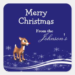 Étiquettes cadeaux de Noël de Cartoon Reindeer