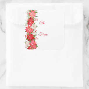 Étiquettes cadeaux de Noël de Noël de Poinsettia