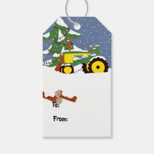Étiquettes cadeaux de Noël du tracteur