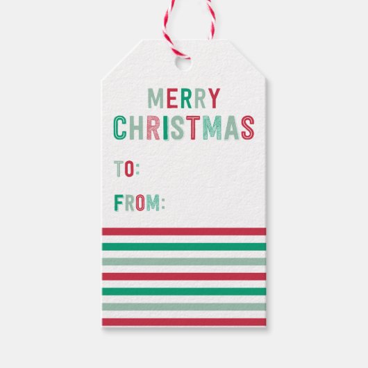 Étiquettes cadeaux de Noël Grille verte et rouge (Devant)