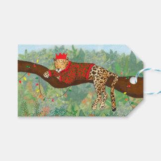 Étiquettes cadeaux de Noël léopard