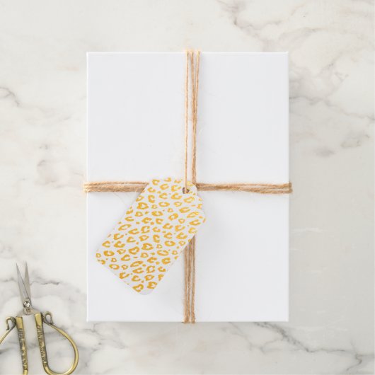 Étiquettes cadeaux de Noël motif de feuille d'or (Avec de la ficelle)