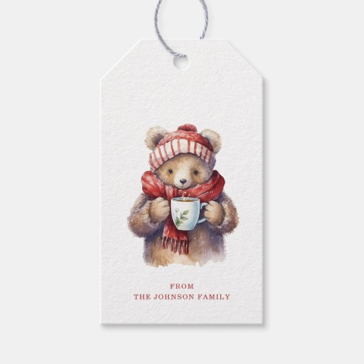 Étiquettes cadeaux de Noël Ours (Devant)