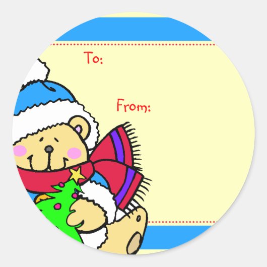 Étiquettes cadeaux de Noël Ours (Devant)