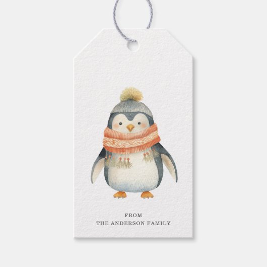 Étiquettes cadeaux de Noël Penguin (Devant)