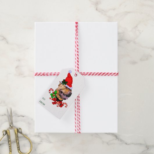 Étiquettes cadeaux de Noël Pit Bull (Avec de la ficelle)