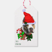 Étiquettes cadeaux de Noël Pit Bull (Devant)