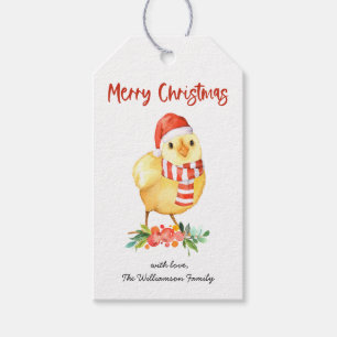Étiquettes Cadeaux de Noël Poule de Noël