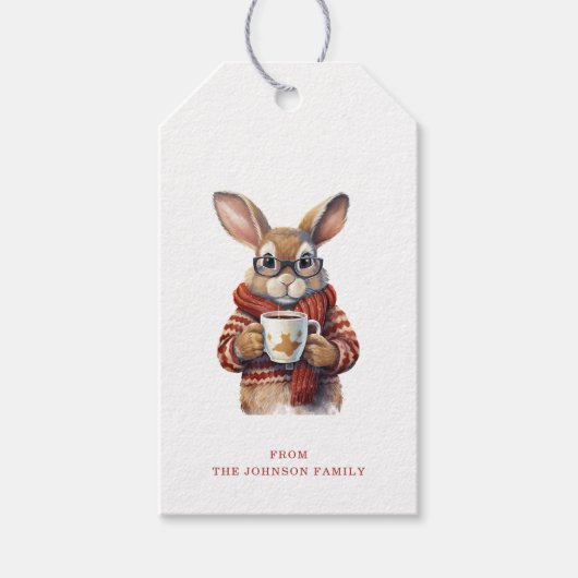 Étiquettes cadeaux de Noël Rabbit (Devant)