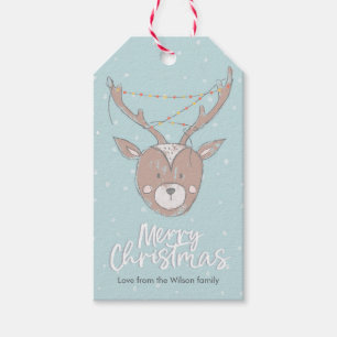 Étiquettes cadeaux de Noël rennes mignons