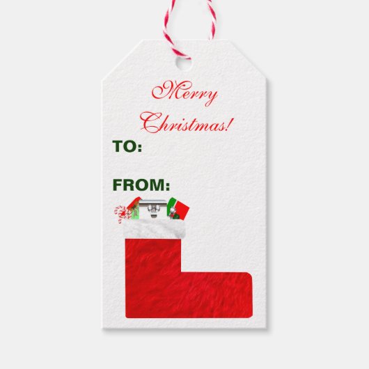 Étiquettes cadeaux de Noël Stocking (Set of Ten) (Devant)