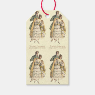 Étiquettes cadeaux de Noël Victorian Couple Vintag