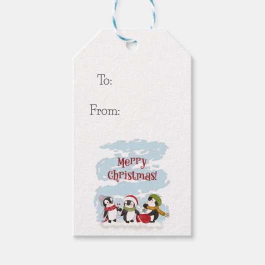 Étiquettes cadeaux de pingouins de Noël (Devant)